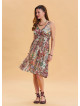 V Neck Robe Brown Summer Dress 4514